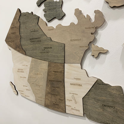 3D Wooden Map of Canada 