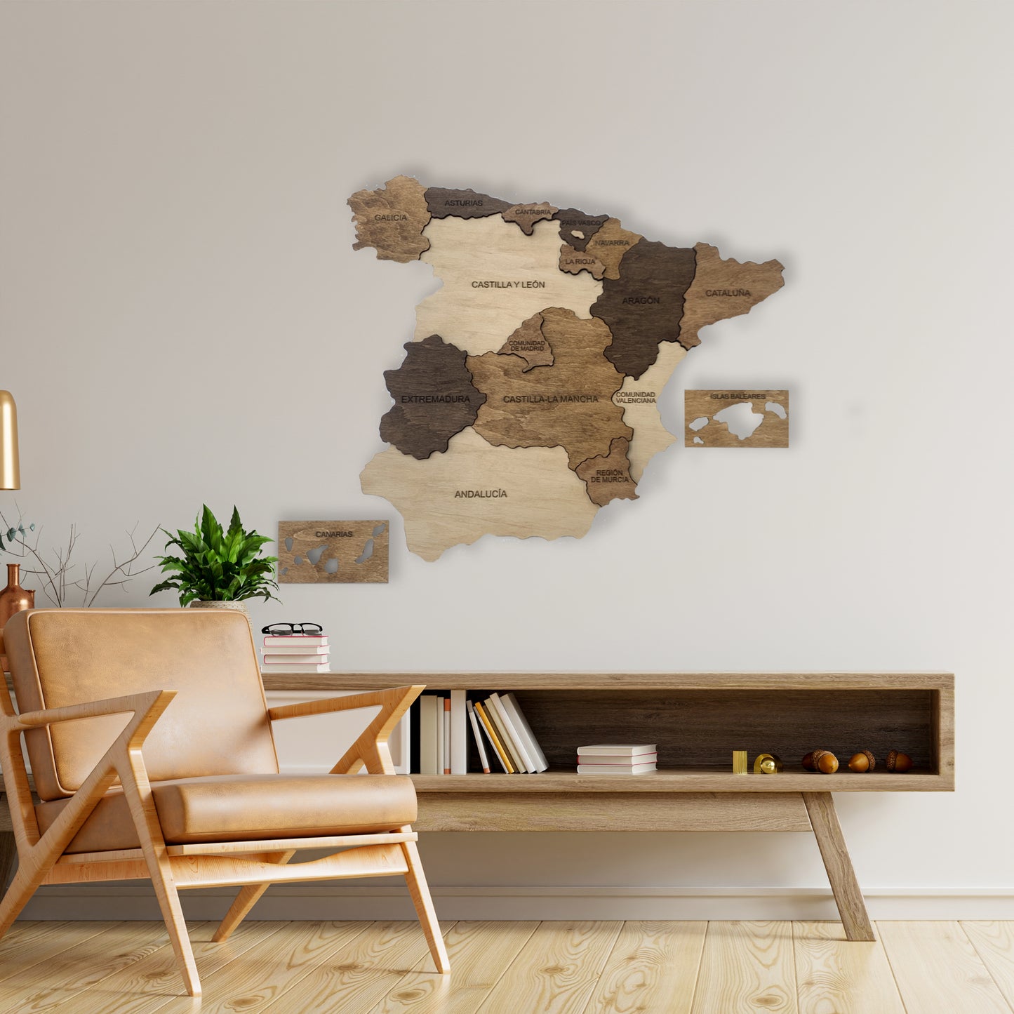 Wooden Spain Map