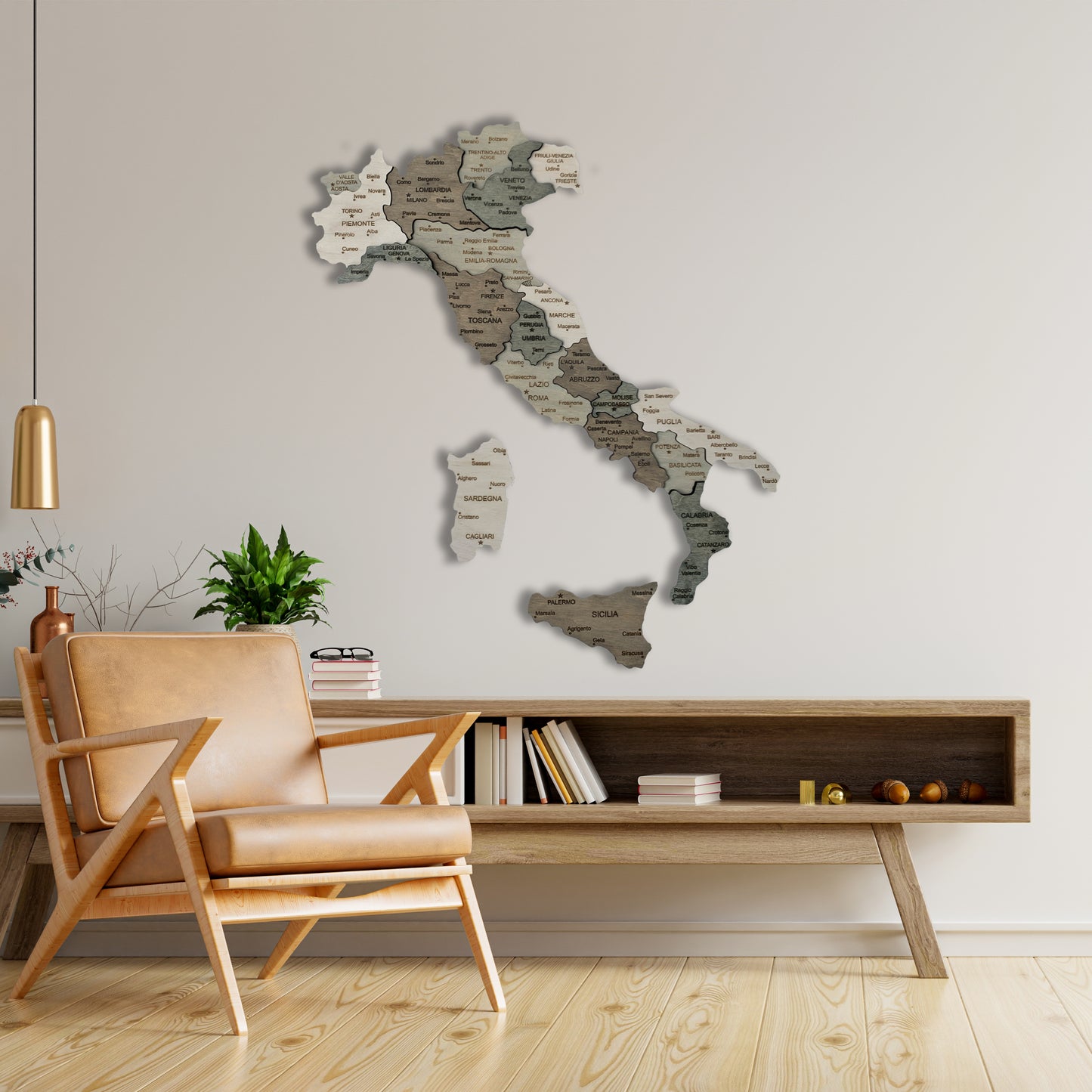 Wooden Map of Italy by Ranocchio Map