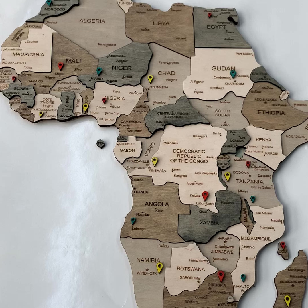 Wooden Africa Map 