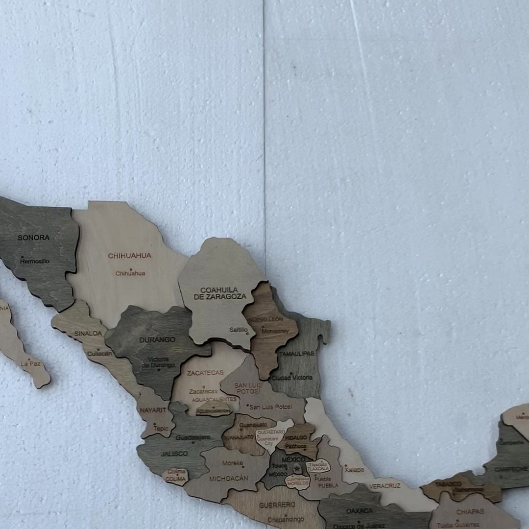 Wooden Map of Mexico