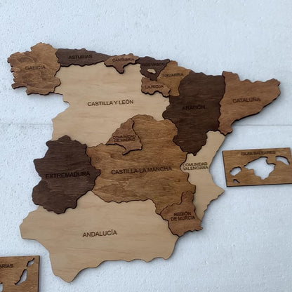 Wooden Spain Map