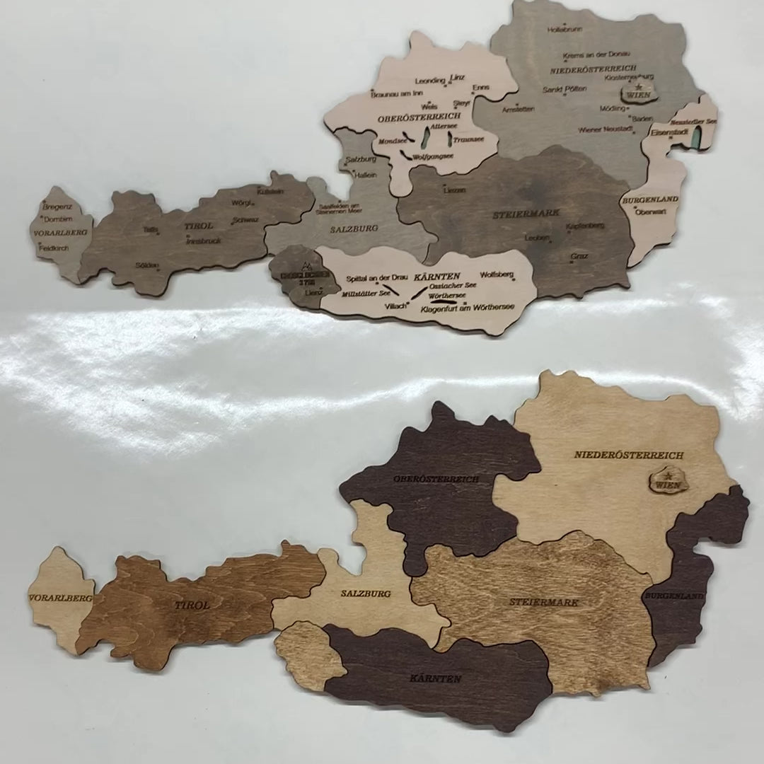 Wooden Map of Austria