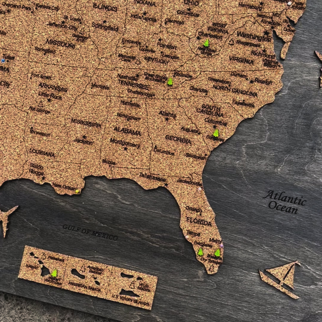 Wooden Map of USA National Parks 