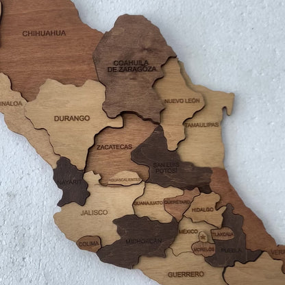 Wooden Mexico Map