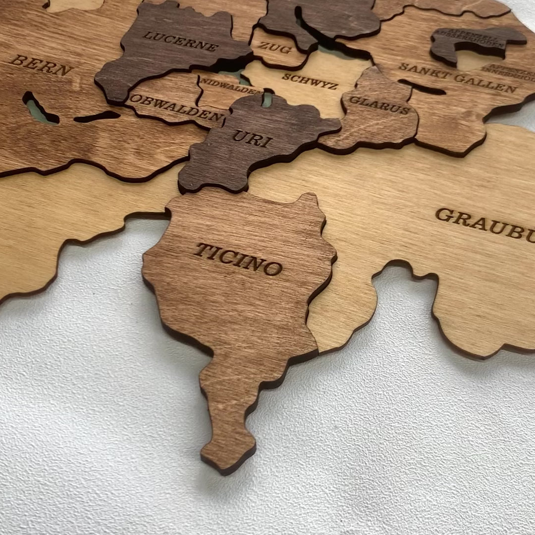 Wooden Map of Switzerland