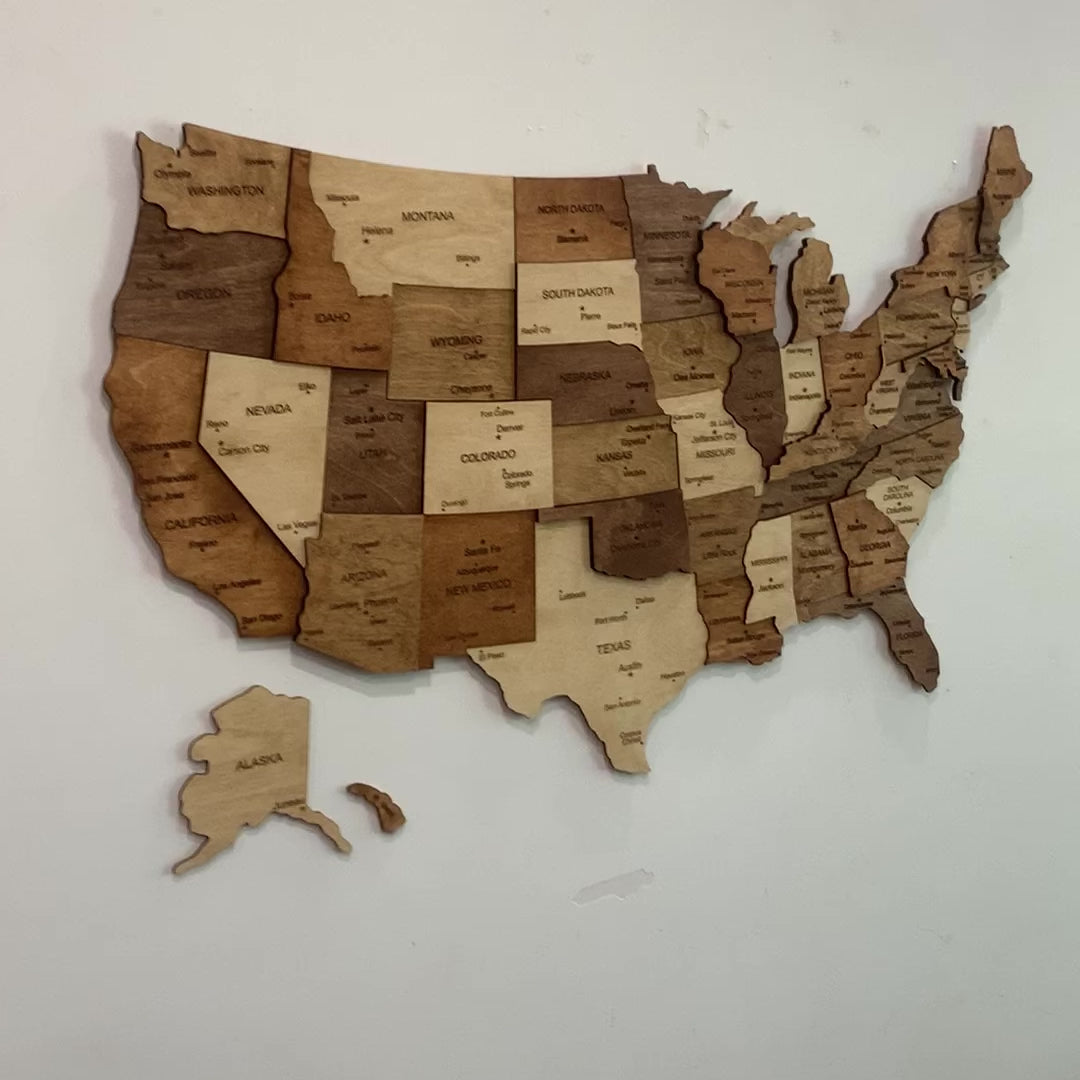 Push Pin Wooden Map of USA