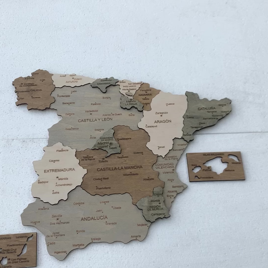 Wooden Map of Spain