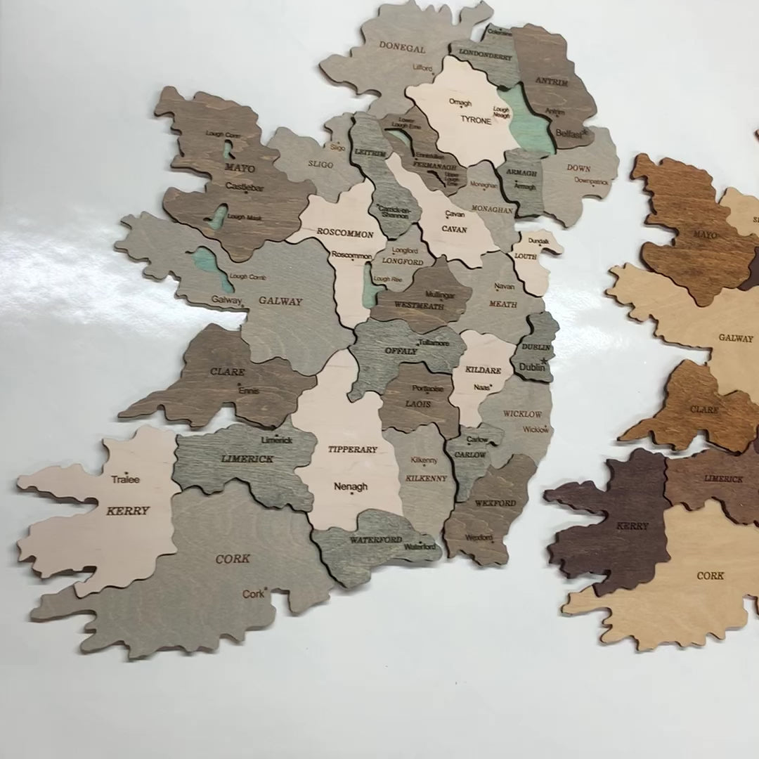 Wooden Ireland Map